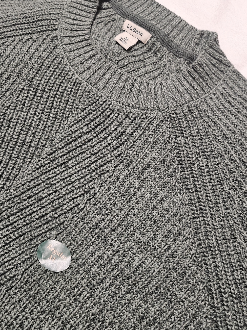 L.L. Bean Women's Mariner Shaker Crewneck Green Preppy Cozycore Sweater Size XL - Picture 7 of 9